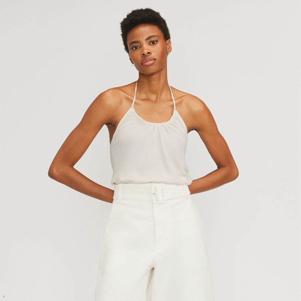 Hauts Everlane The Rib Soft Knit Halter Blanche Femme | VBX-26256108