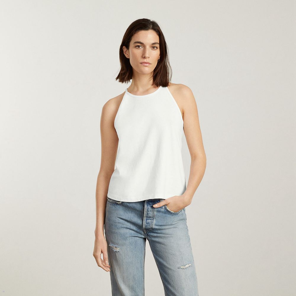 Debardeur Everlane The Hemp Cutaway Blanche Femme | NHP-49723844