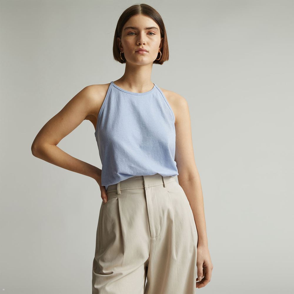 Debardeur Everlane The Hemp Cutaway Bleu Femme | WHV-55552955