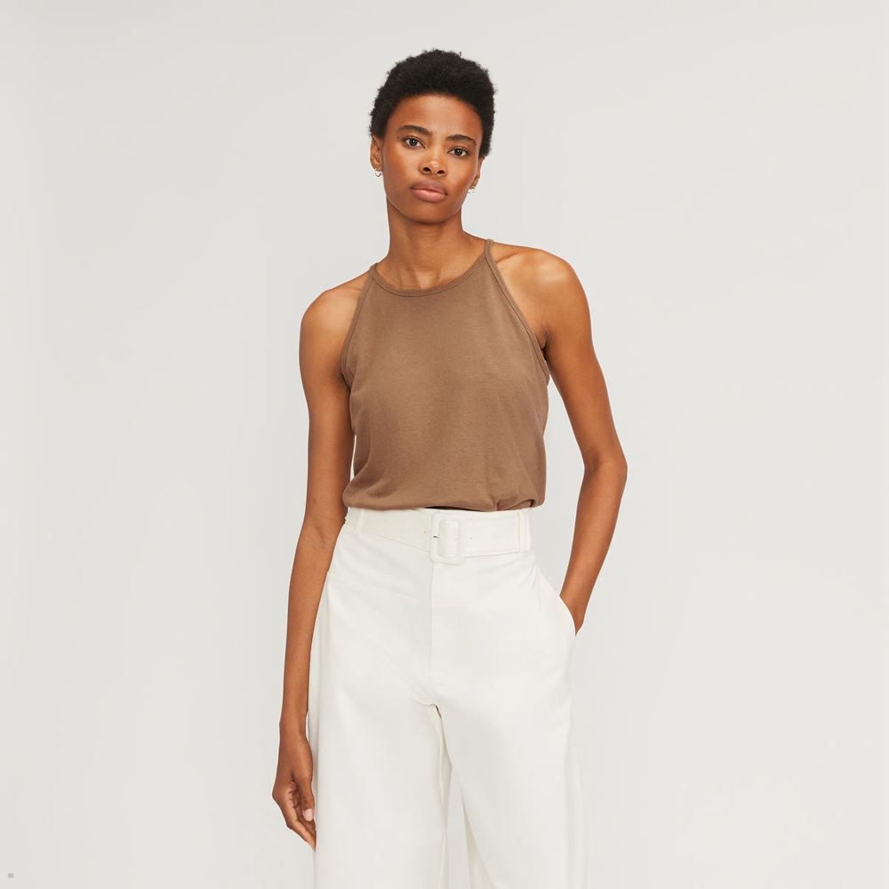 Debardeur Everlane The Hemp Cutaway Marron Femme | DVE-03644818