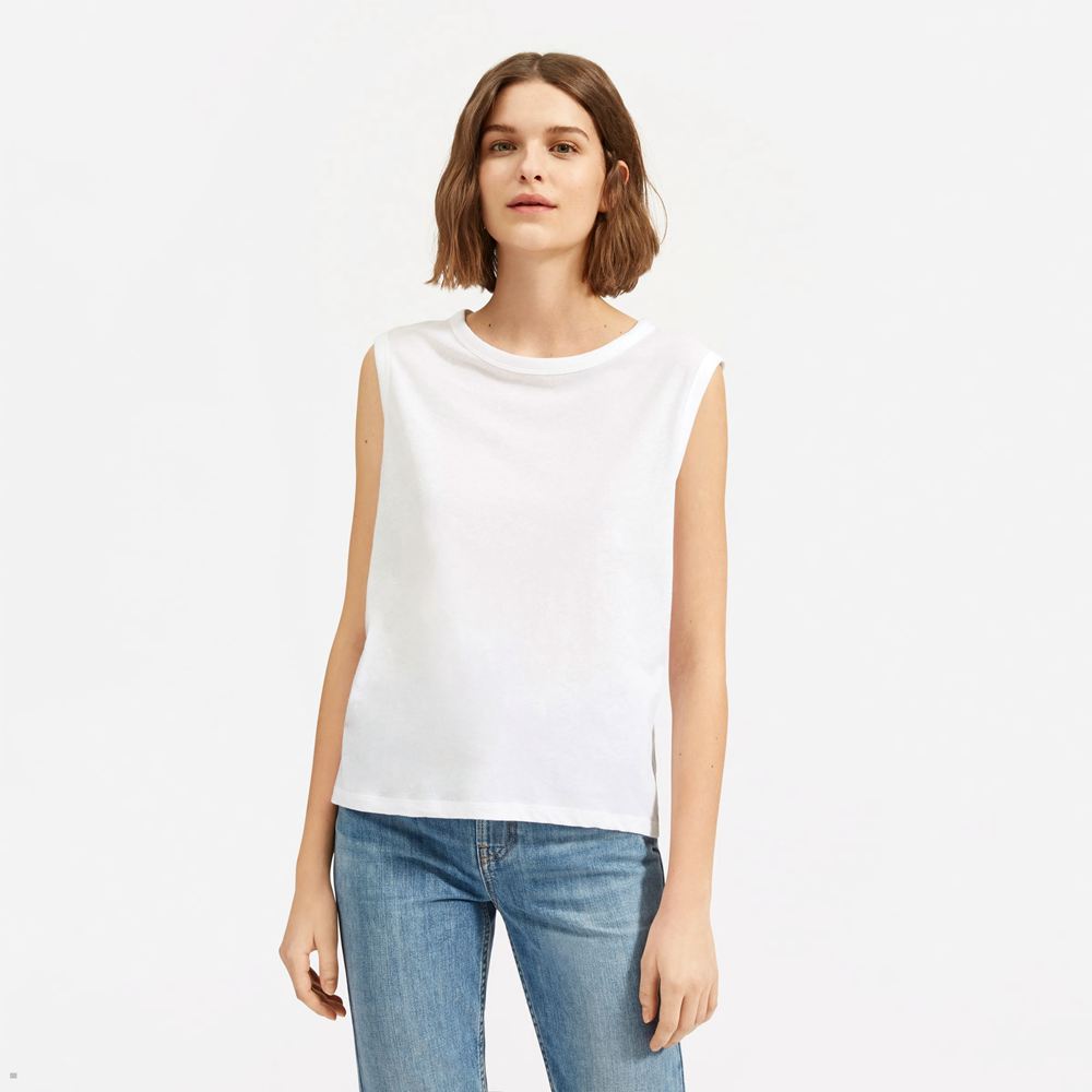 Debardeur Everlane The Air Muscle Blanche Femme | XKY-87885867