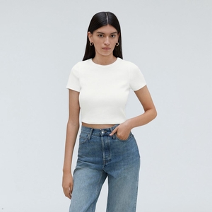 T Shirts Everlane The Nervuré Baby Blanche Femme | EPJ-43142328