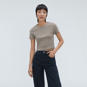 T Shirts Everlane The Nervuré Baby Grise Femme | RKO-40509118