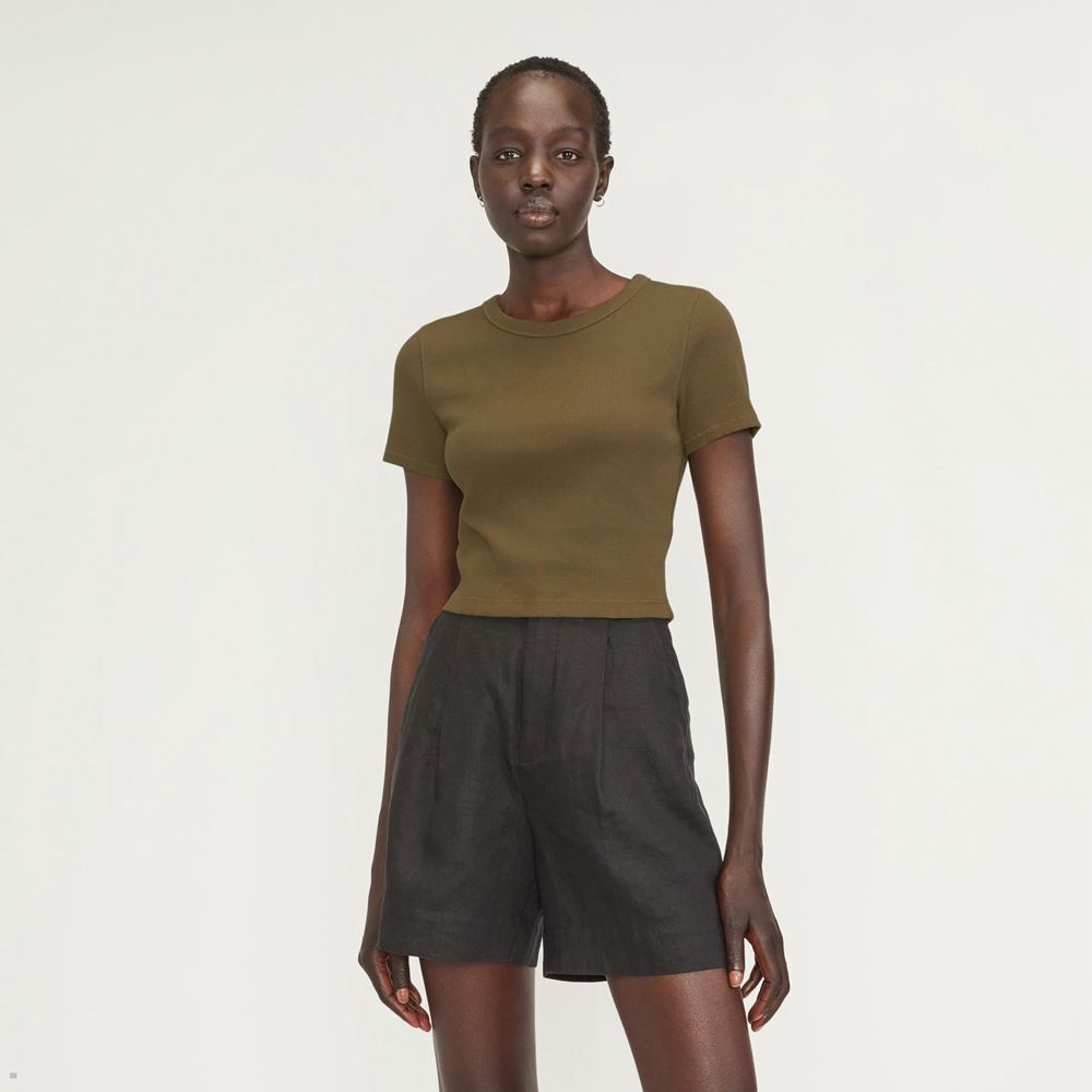 T Shirts Everlane The Nervuré Baby Marron Femme | OJO-83346361