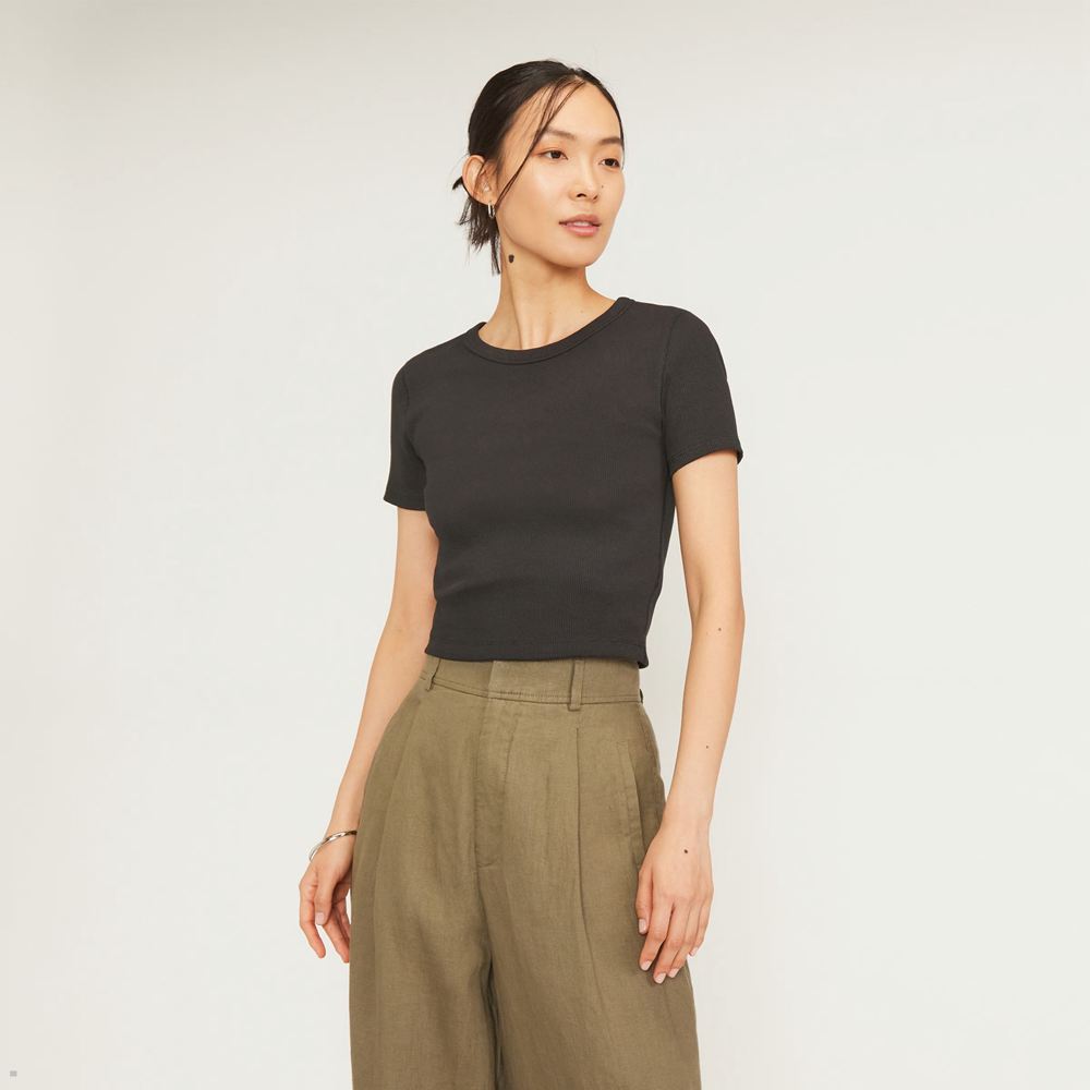 T Shirts Everlane The Nervuré Baby Noir Femme | TCV-74113301