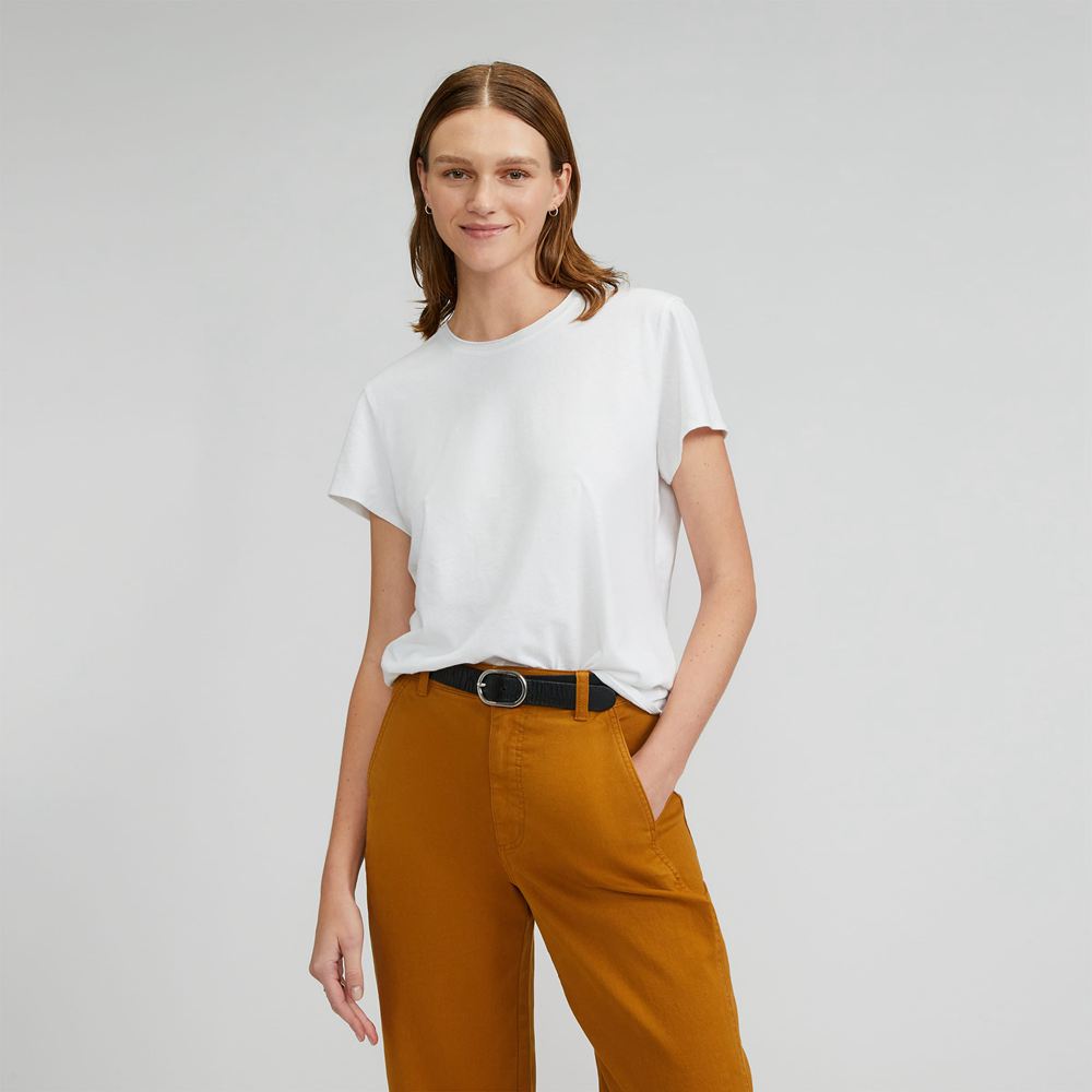 T Shirts Everlane The Relaxed Hemp Blanche Femme | CAO-92339135