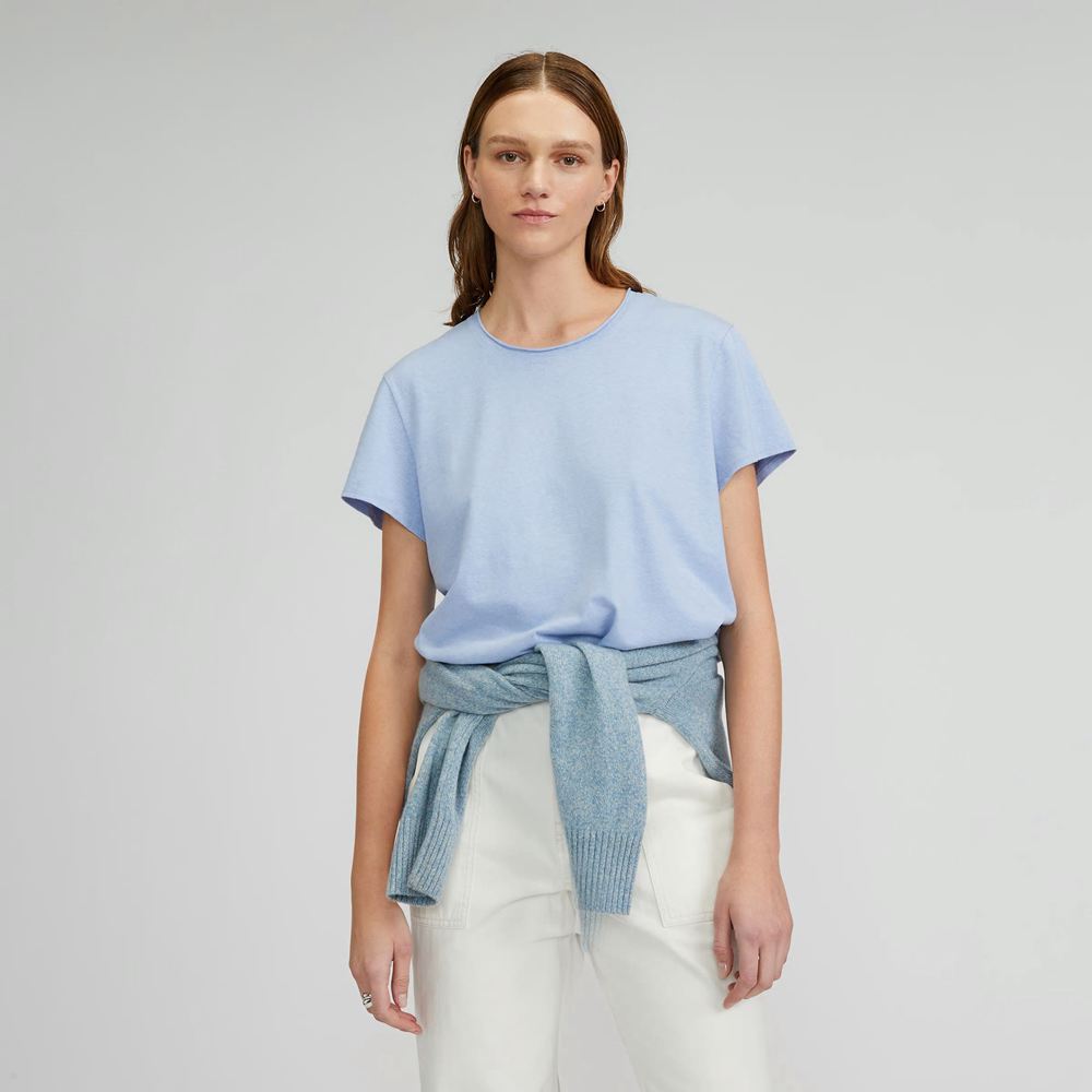 T Shirts Everlane The Relaxed Hemp Bleu Femme | XSV-31299191