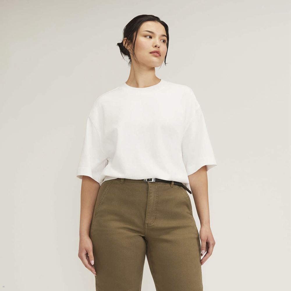 T Shirts Everlane The Premium Weight Relaxed Blanche Femme | MXV-39712102