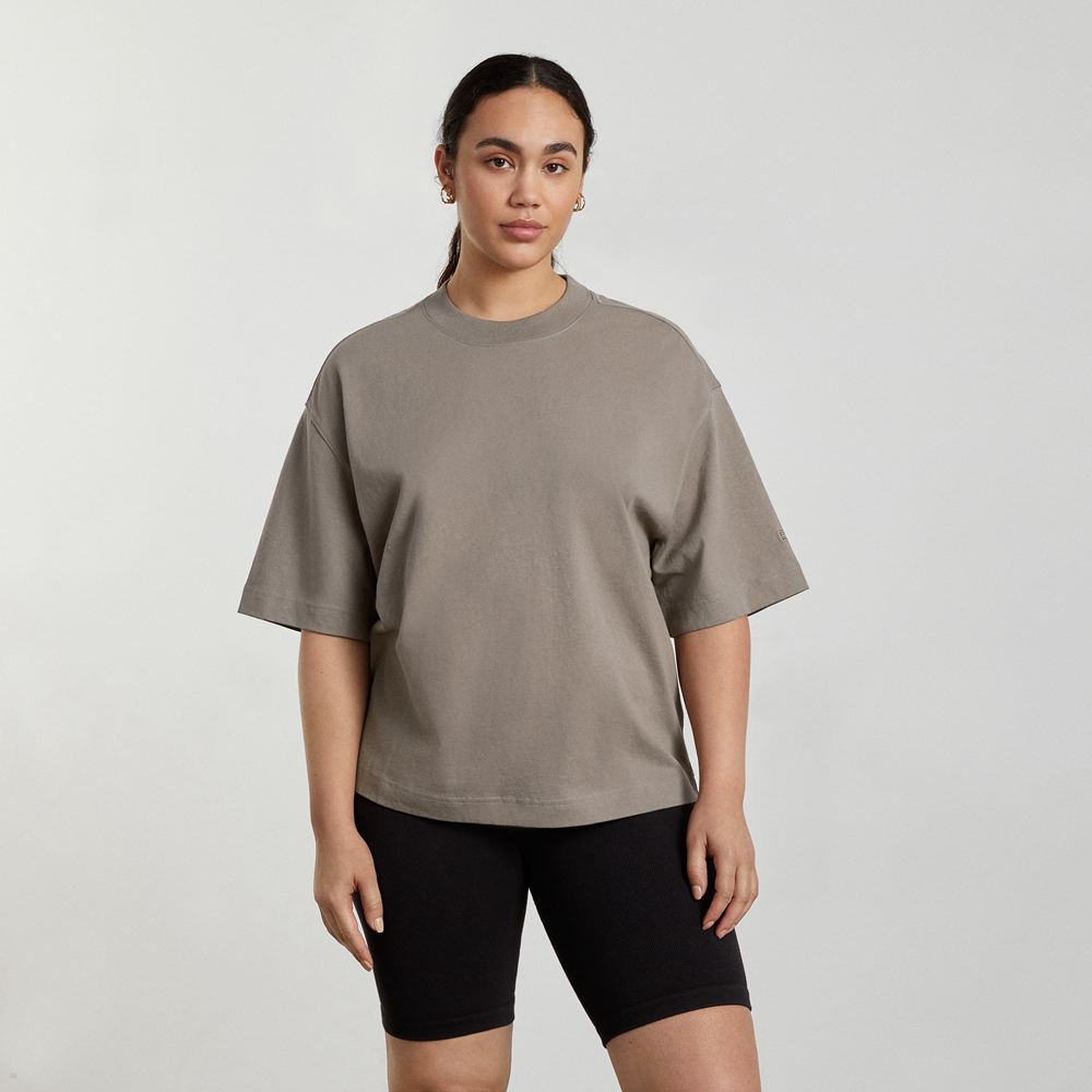 T Shirts Everlane The Premium Weight Relaxed Grise Femme | MAV-57840220