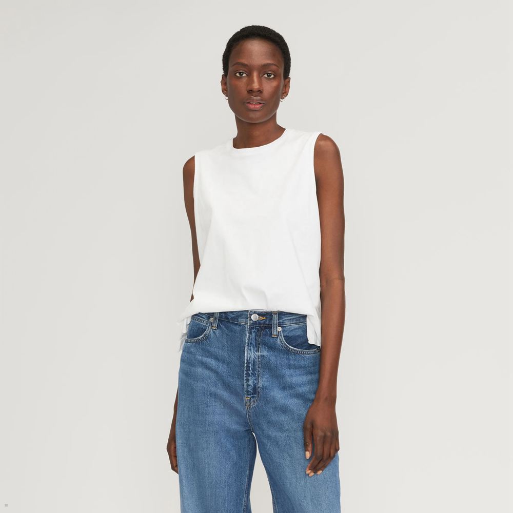 T Shirts Everlane The Premium Weight Muscle Blanche Femme | GRS-34521720