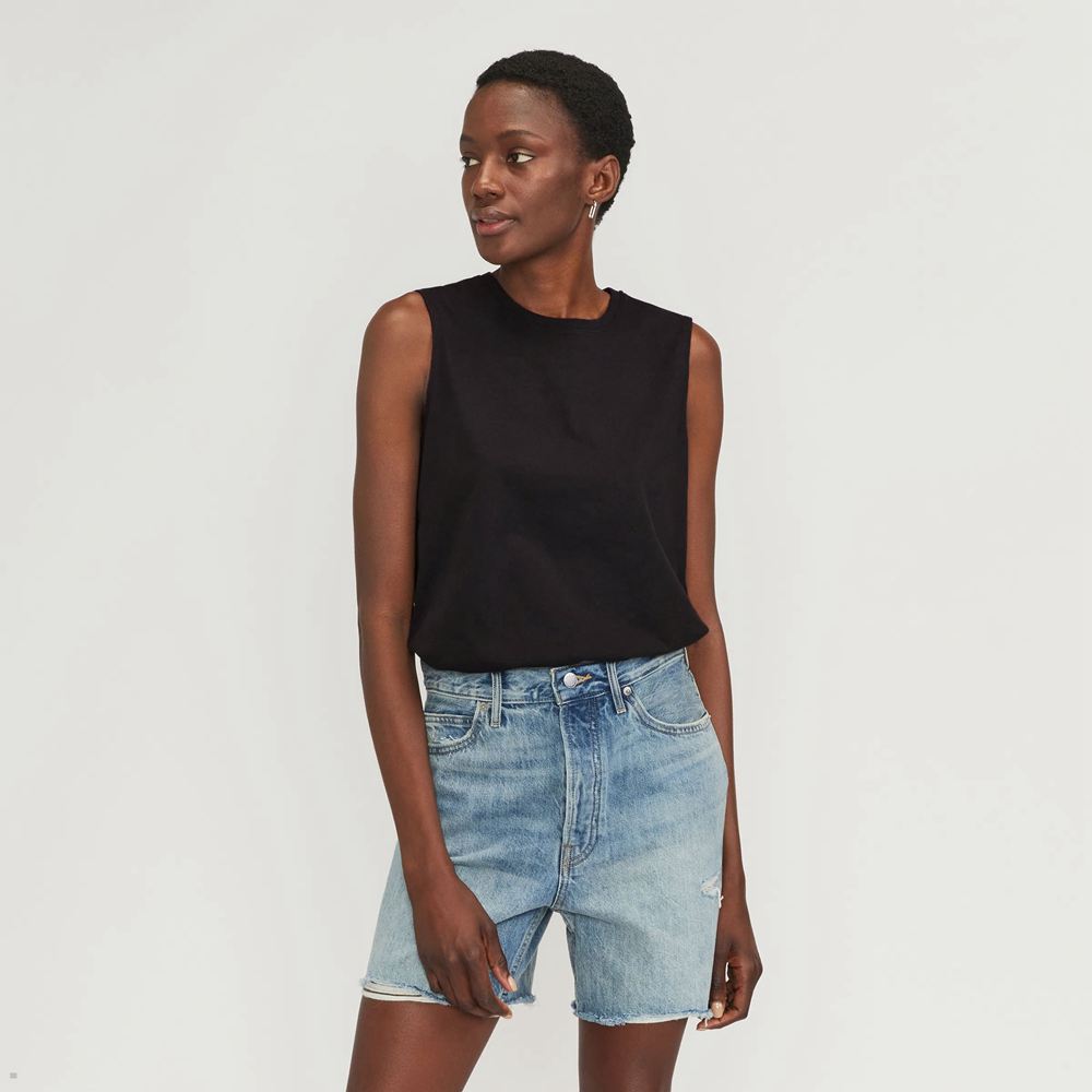 T Shirts Everlane The Premium Weight Muscle Noir Femme | PPY-32248679