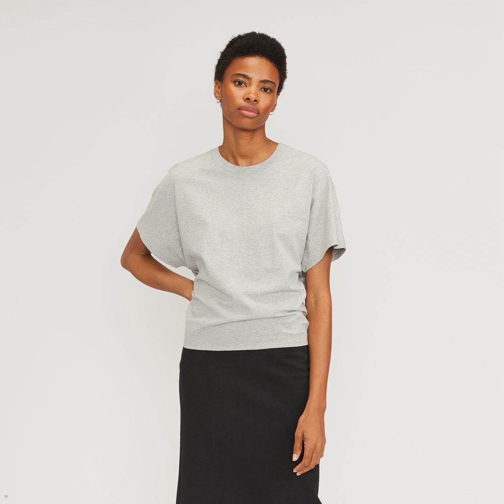 T Shirts Everlane The Organic Coton Tie Back Grise Femme | FTA-65651357