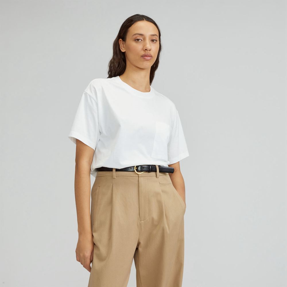 T Shirts Everlane The Organic Coton Relaxed Pocket Blanche Femme | KEQ-39004790