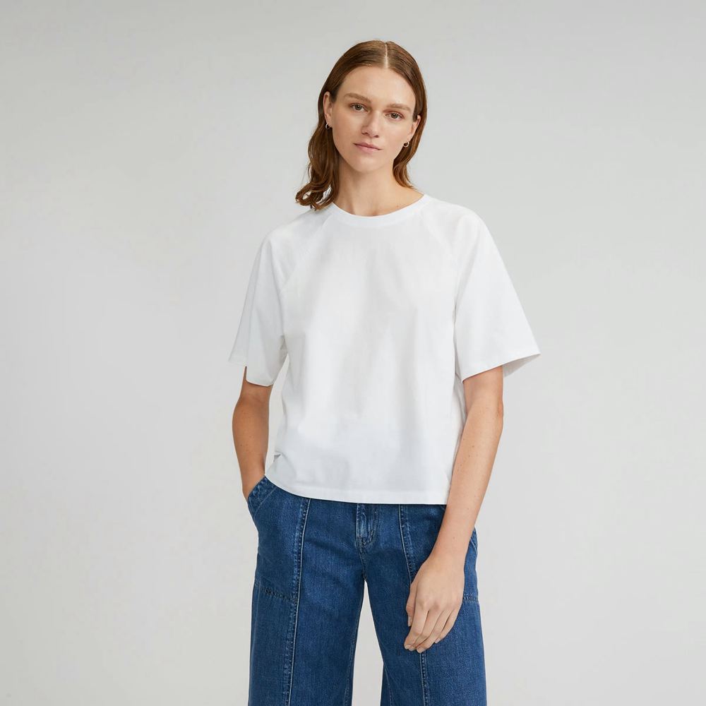 T Shirts Everlane The Organic Coton Raglan Blanche Femme | KLO-85579702