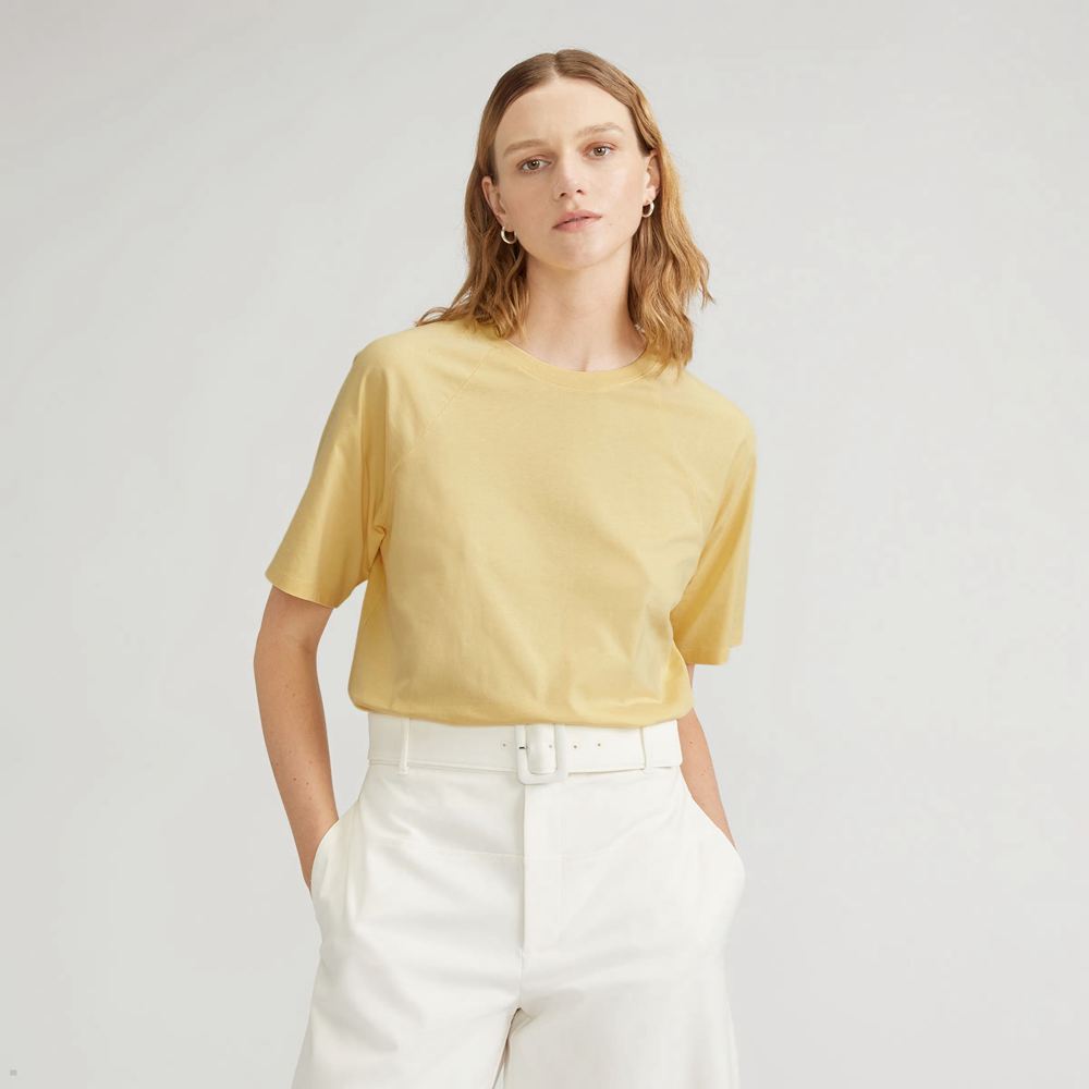 T Shirts Everlane The Organic Coton Raglan Jaune Femme | HYW-86033299