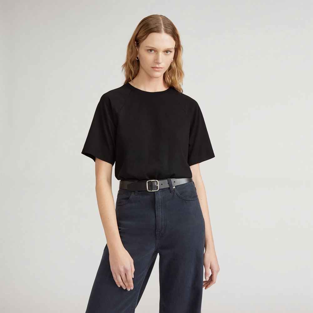T Shirts Everlane The Organic Coton Raglan Noir Femme | MSD-28455725