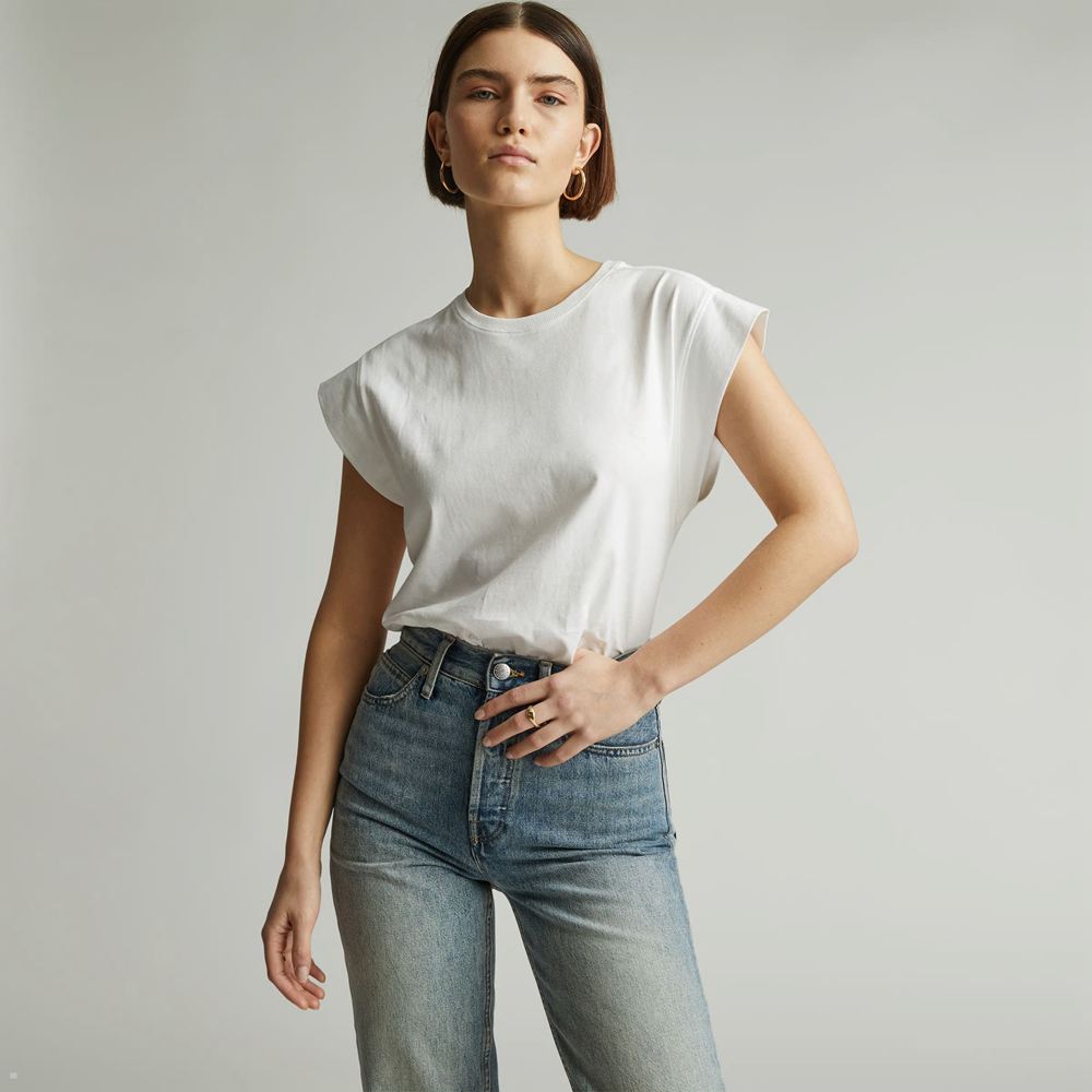 T Shirts Everlane The Organic Coton Muscle Blanche Femme | CUT-87562444