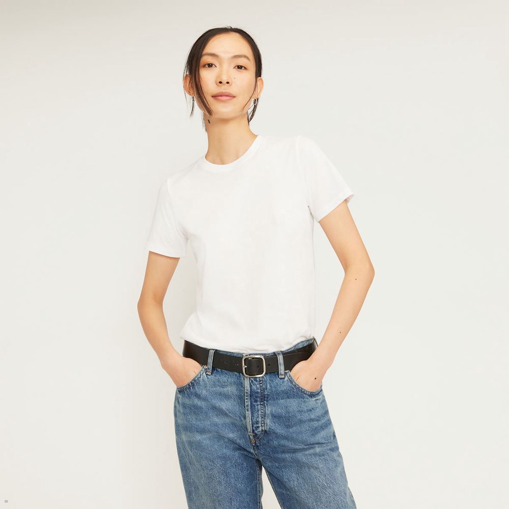 T Shirts Everlane The Organic Coton Crew Blanche Femme | TYM-40264532