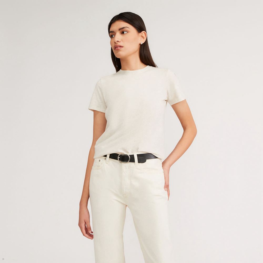 T Shirts Everlane The Organic Coton Crew Blanche Femme | HNX-19819793