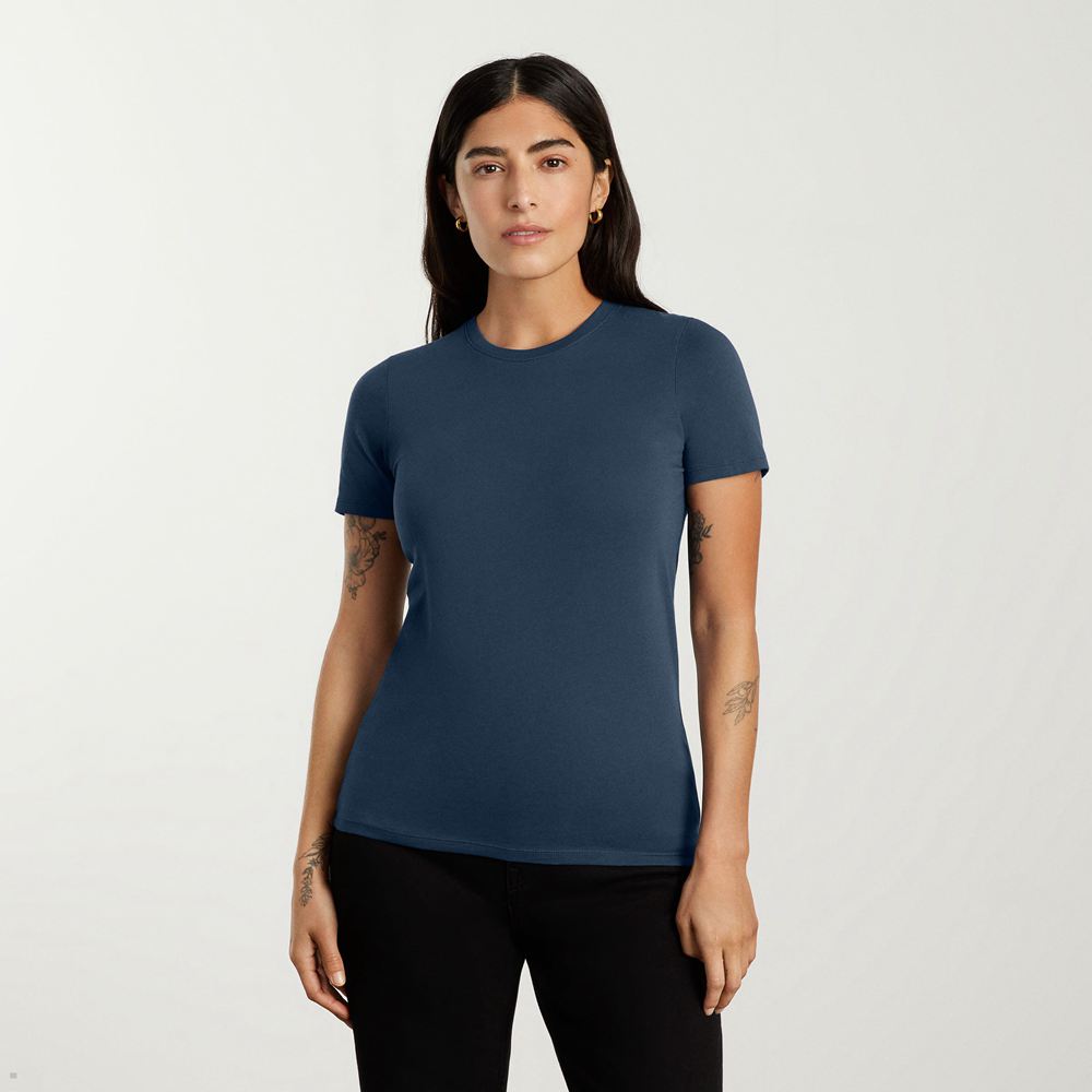 T Shirts Everlane The Organic Coton Crew Bleu Marine Femme | JAK-84316662