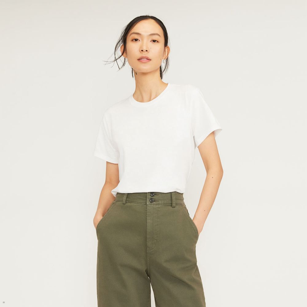 T Shirts Everlane The Organic Coton Box-Cut Blanche Femme | EKD-96924402