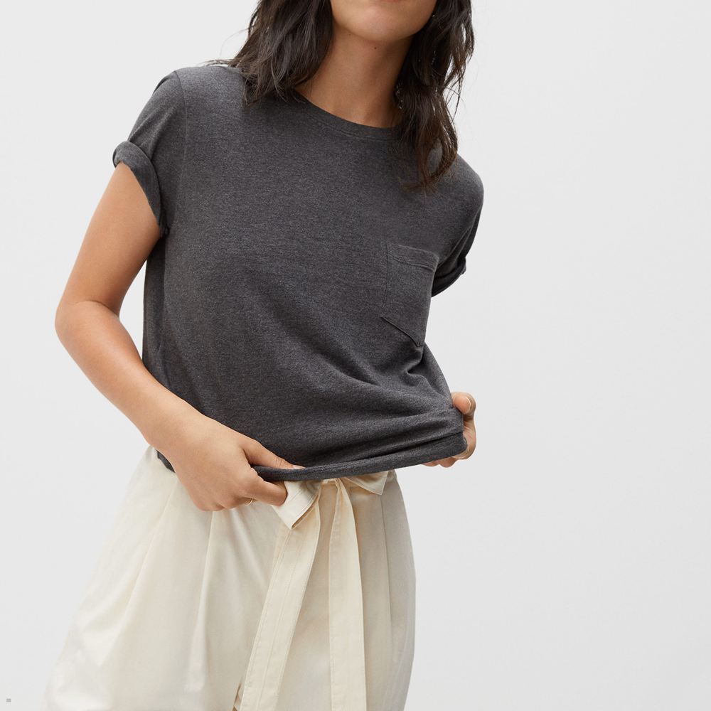 T Shirts Everlane The Organic Coton Box-Cut Grise Femme | YSA-28295816