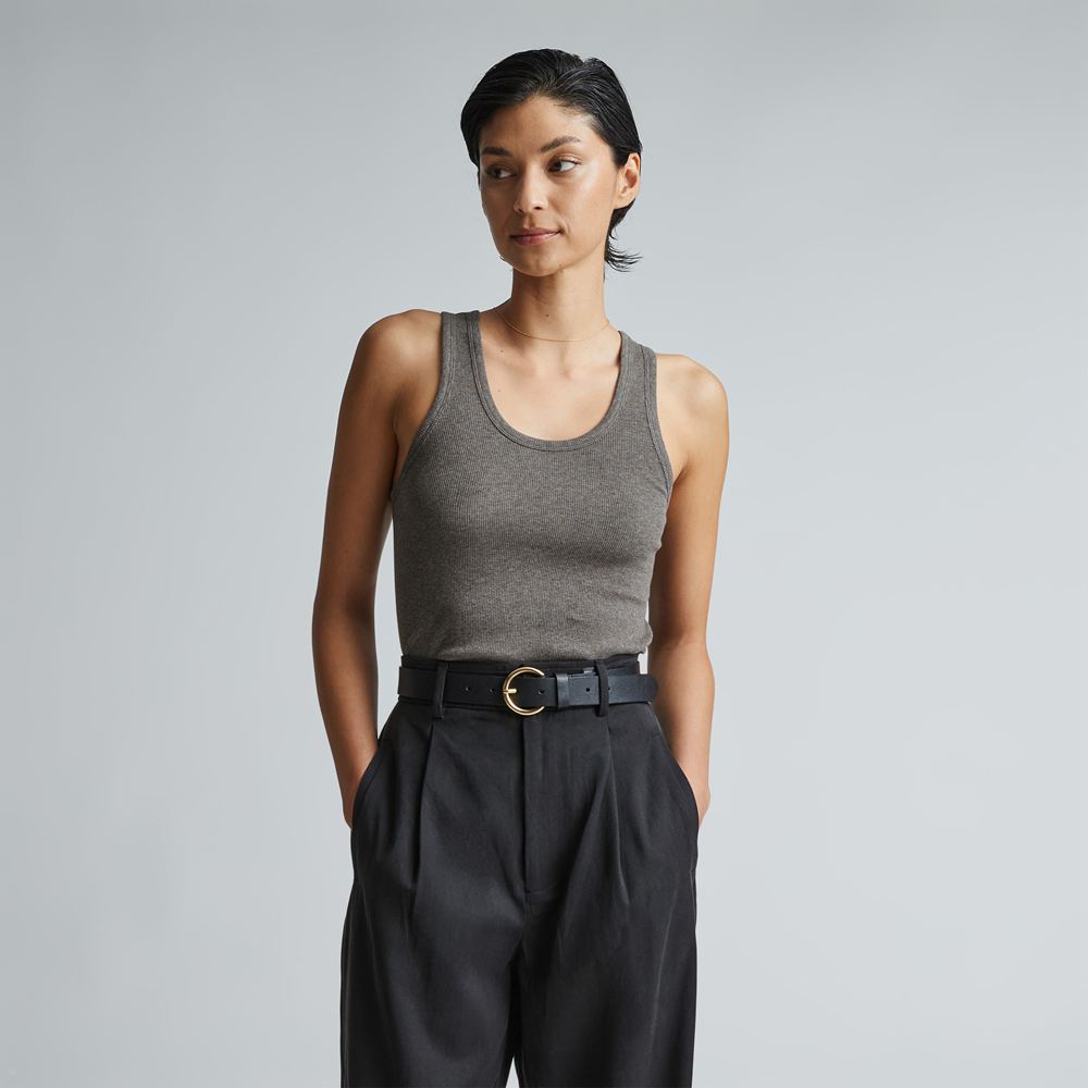 Debardeur Everlane The Supima Micro-Rib Grise Foncé Femme | JZC-43464882