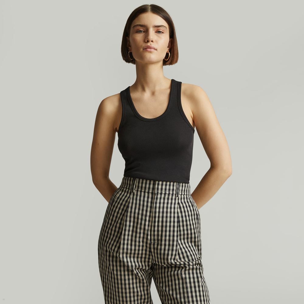 Debardeur Everlane The Supima Micro-Rib Noir Femme | PFF-71798178