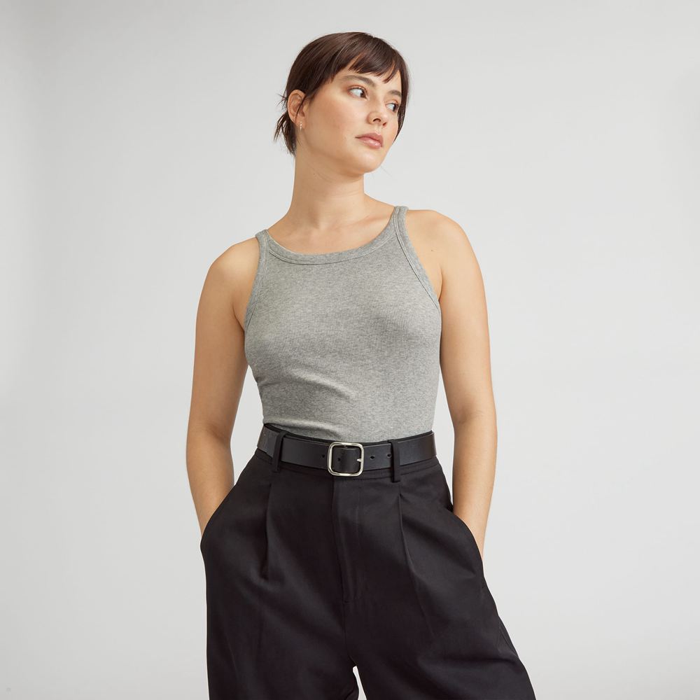 Debardeur Everlane The Pima Micro-Rib Corta Grise Femme | LWF-24833184