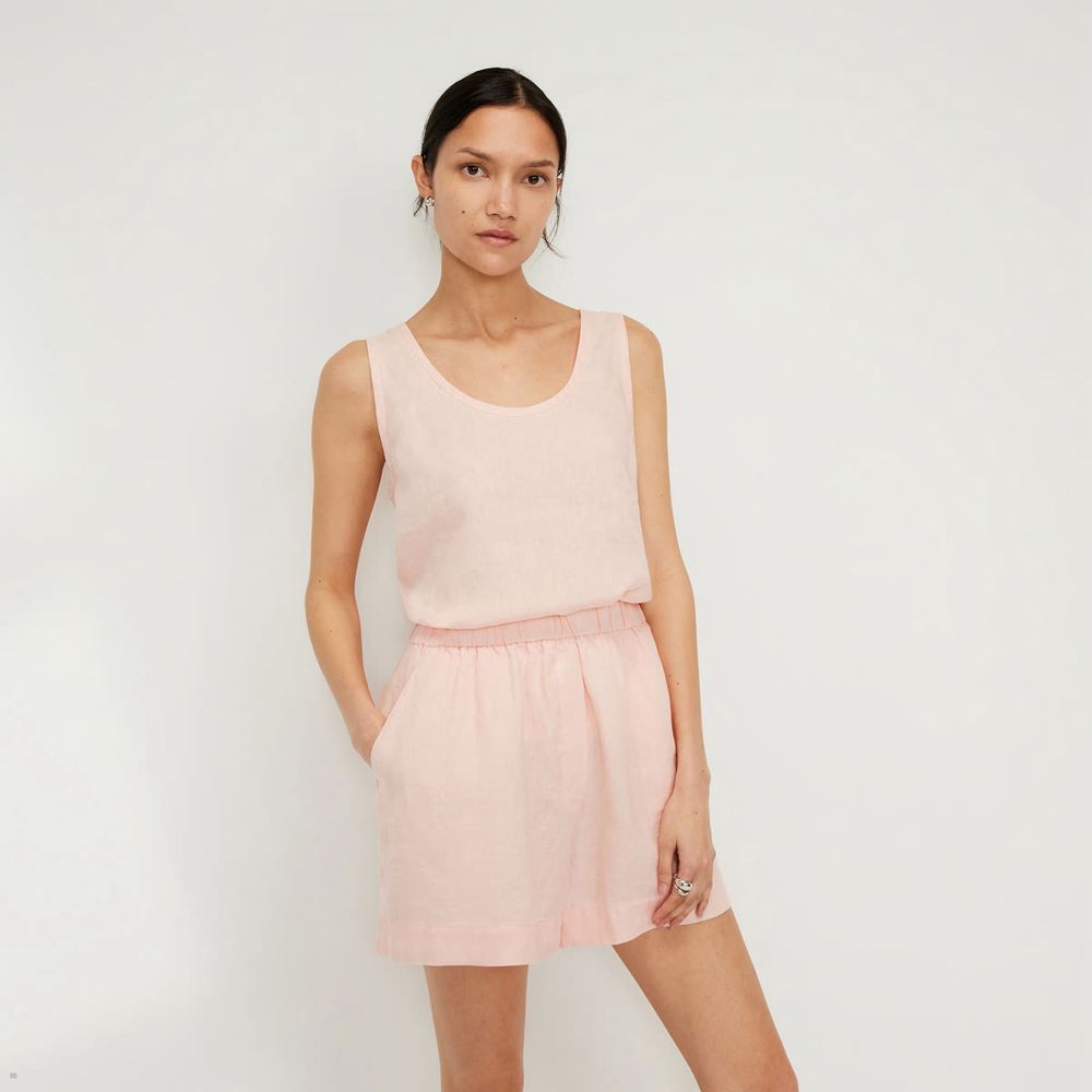 Debardeur Everlane The Linen Scoop-Neck Rose Femme | YQB-45743415