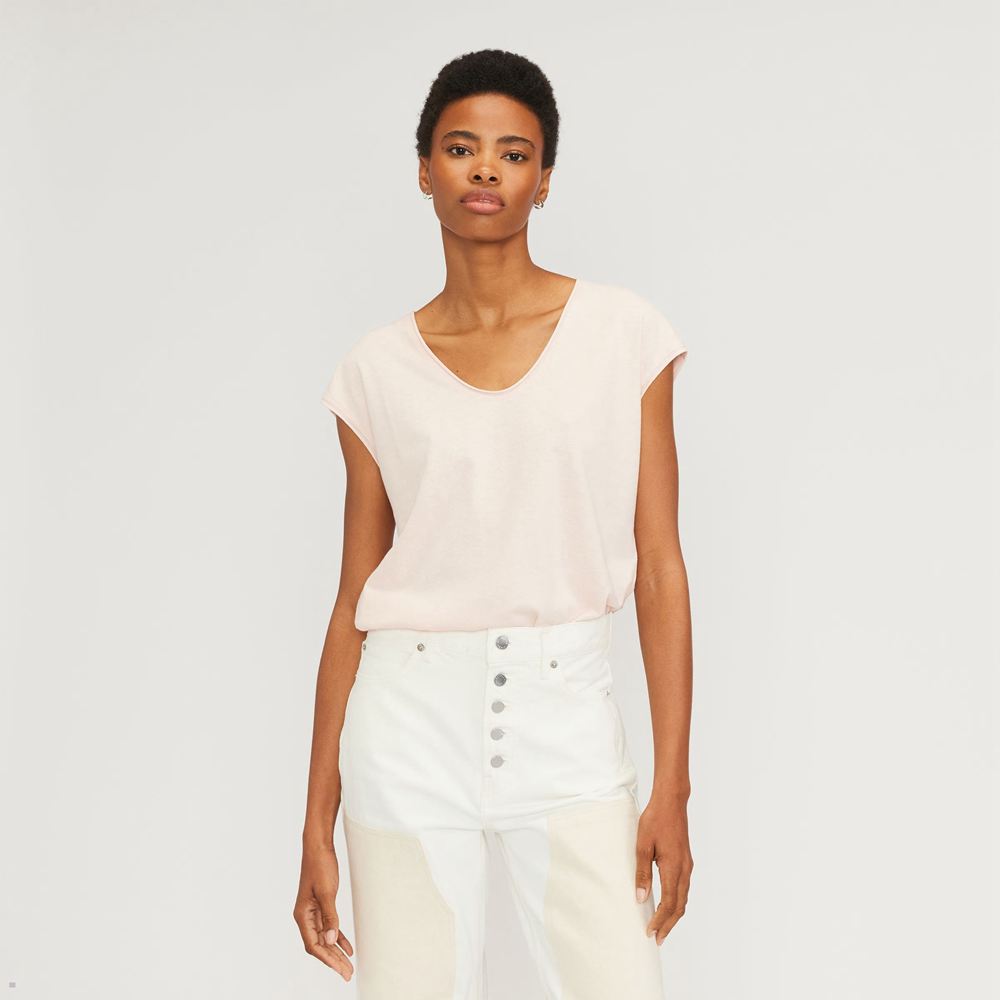 T Shirts Everlane The Hemp Scoop-Neck Muscle Rose Femme | DYS-61735424