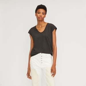 T Shirts Everlane The Hemp Scoop-Neck Muscle Noir Femme | NMO-44244551