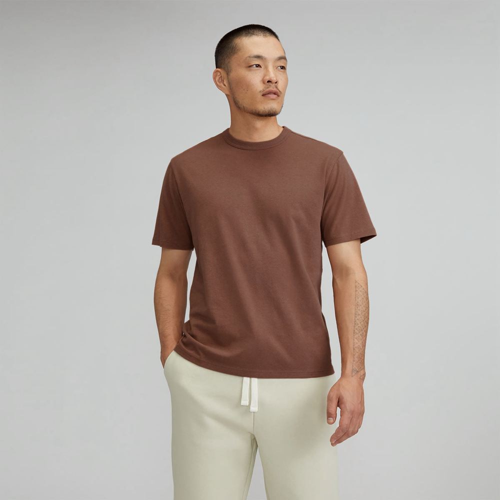 T Shirts Everlane The Everyone Relaxed Hemp Marron Femme | YBS-23127707