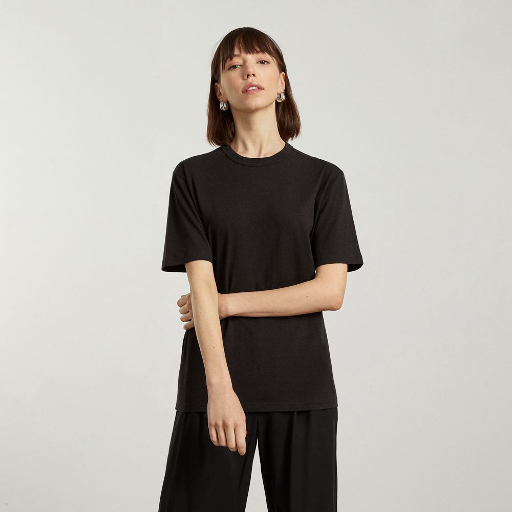 T Shirts Everlane The Everyone Relaxed Hemp Noir Femme | CEU-49606993