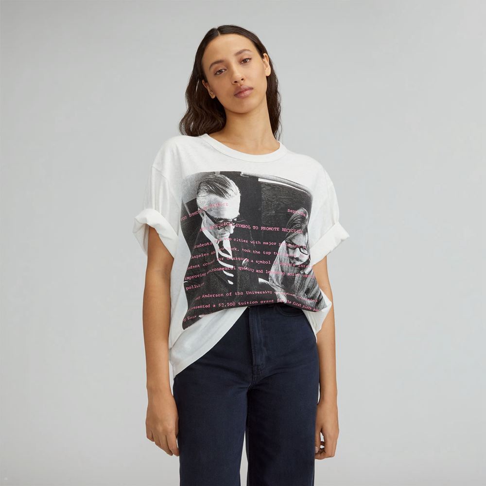 T Shirts Everlane The Everyone Recycled Graphique Blanche Noir Femme | RBG-52627704