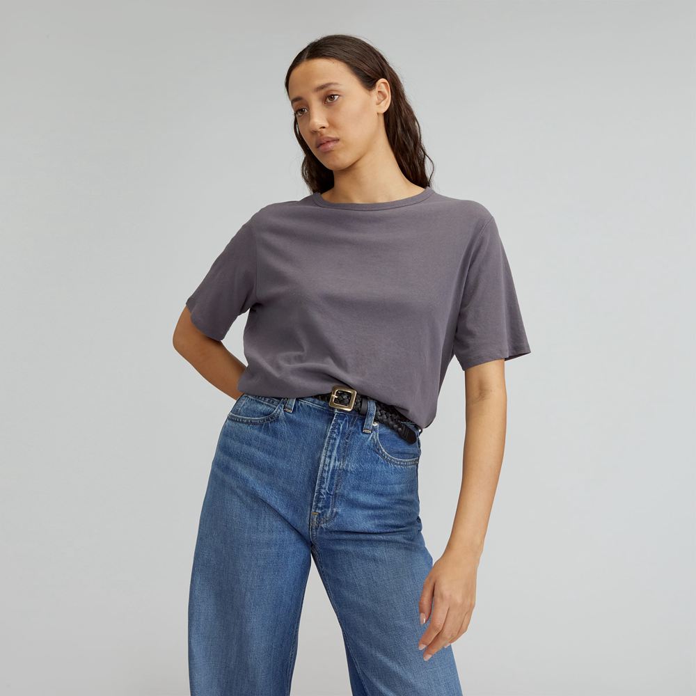 T Shirts Everlane The Air Oversized Crew Grise Femme | UHY-31261198