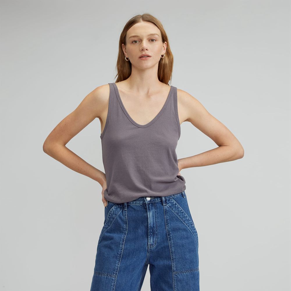 T Shirts Everlane The Air Cami Grise Femme | CAT-94199740