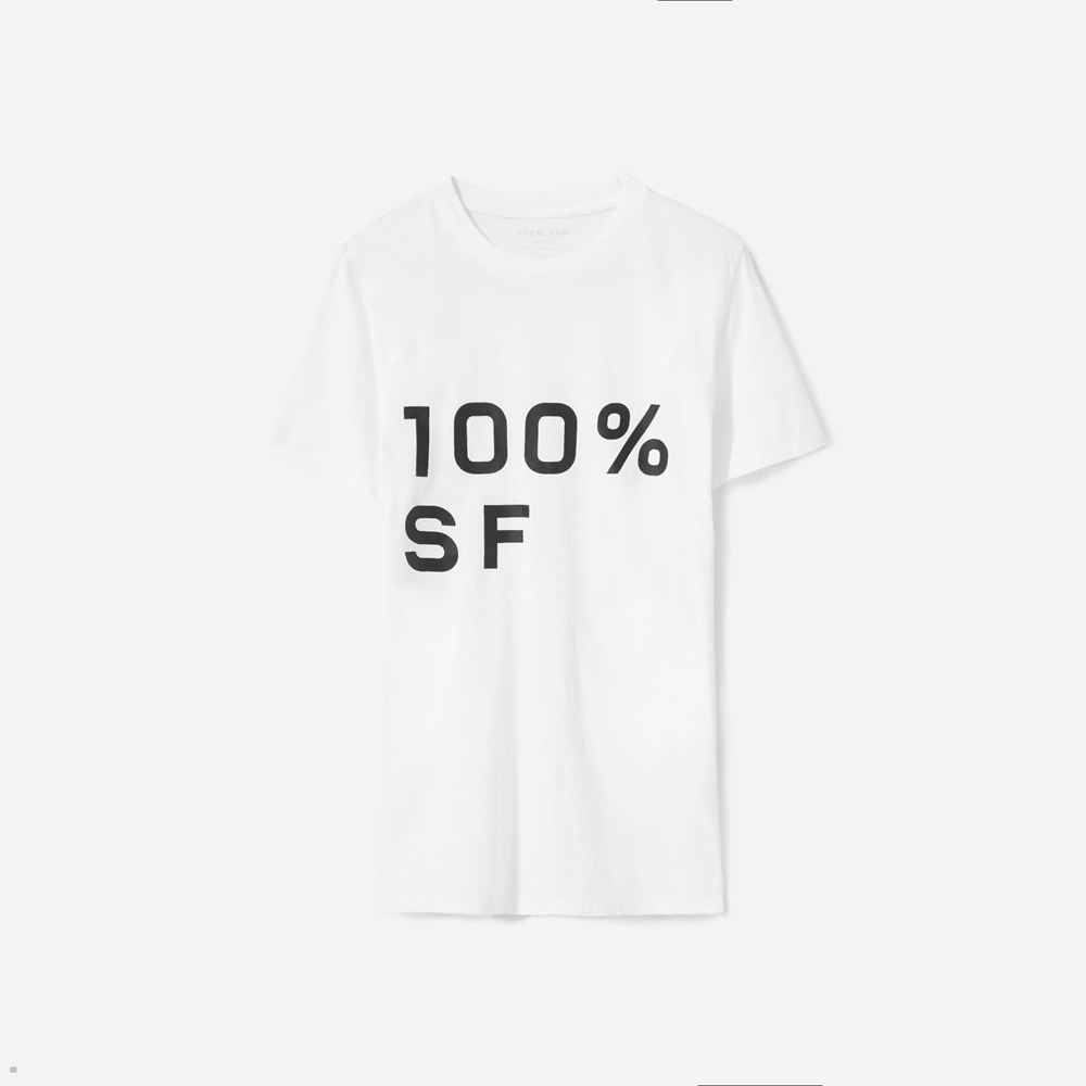 T Shirts Everlane The 100% Sf Crew Blanche Femme | TVH-36913152