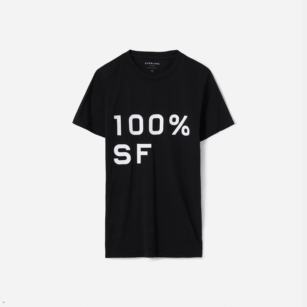 T Shirts Everlane The 100% Sf Crew Noir Femme | LAJ-78779333