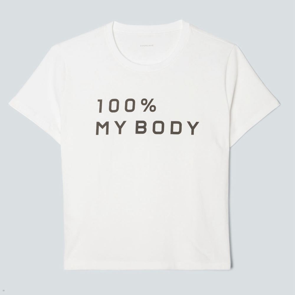 T Shirts Everlane The 100% My Body Box-Cut Blanche Femme | HAO-32017355