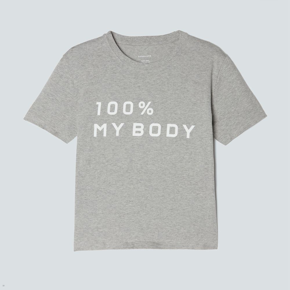 T Shirts Everlane The 100% My Body Box-Cut Grise Femme | IIW-85400488