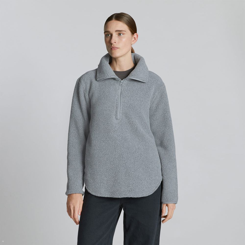 Chandails Everlane The Renew Fleece Half-Zip Bleu Femme | OQU-11128157