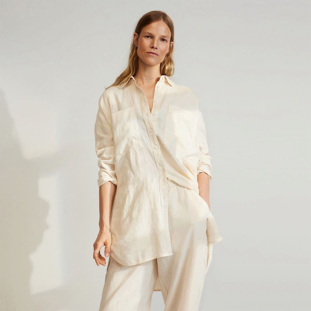 Chemises Everlane The Way-Long Linen Beige Femme | QPJ-51912626