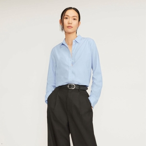 Chemises Everlane The Silky Coton Relaxed Bleu Femme | QTK-29462857