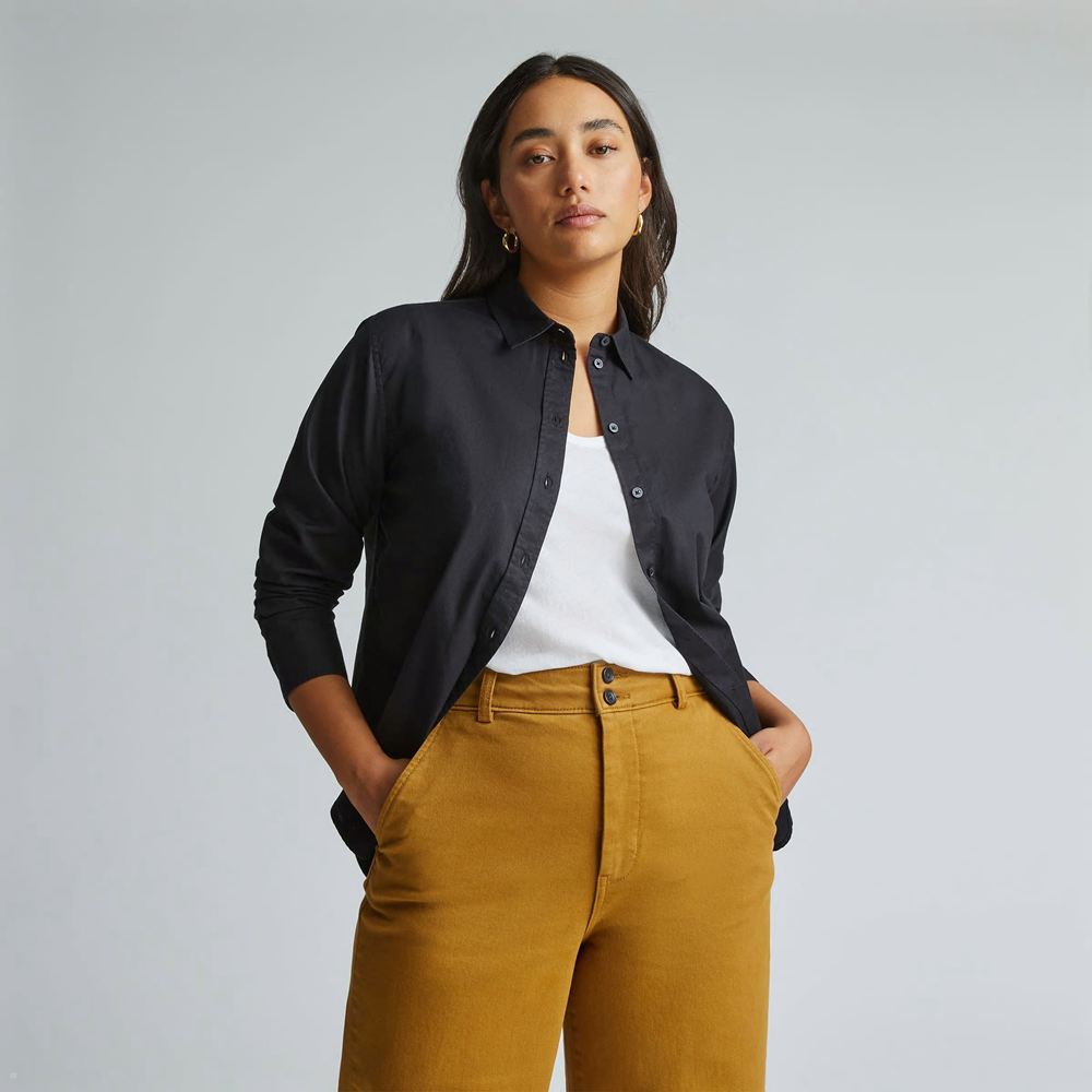 Chemises Everlane The Silky Coton Relaxed Noir Femme | GVN-74146787