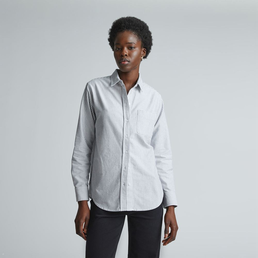 Chemises Everlane The Relaxed Oxford Noir Blanche Femme | WYJ-16819908