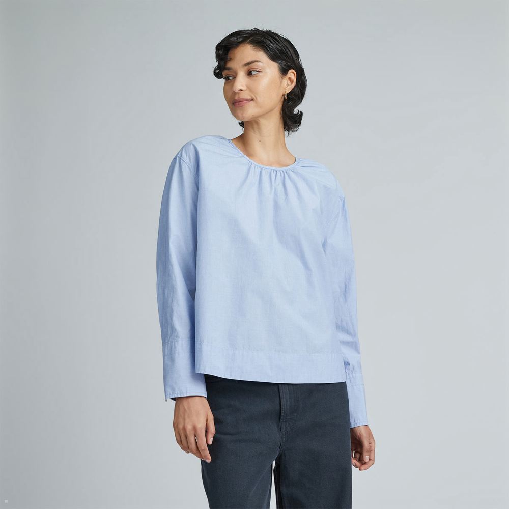 Chemises Everlane The Poplin Breeze Bleu Clair Femme | YPV-87496882