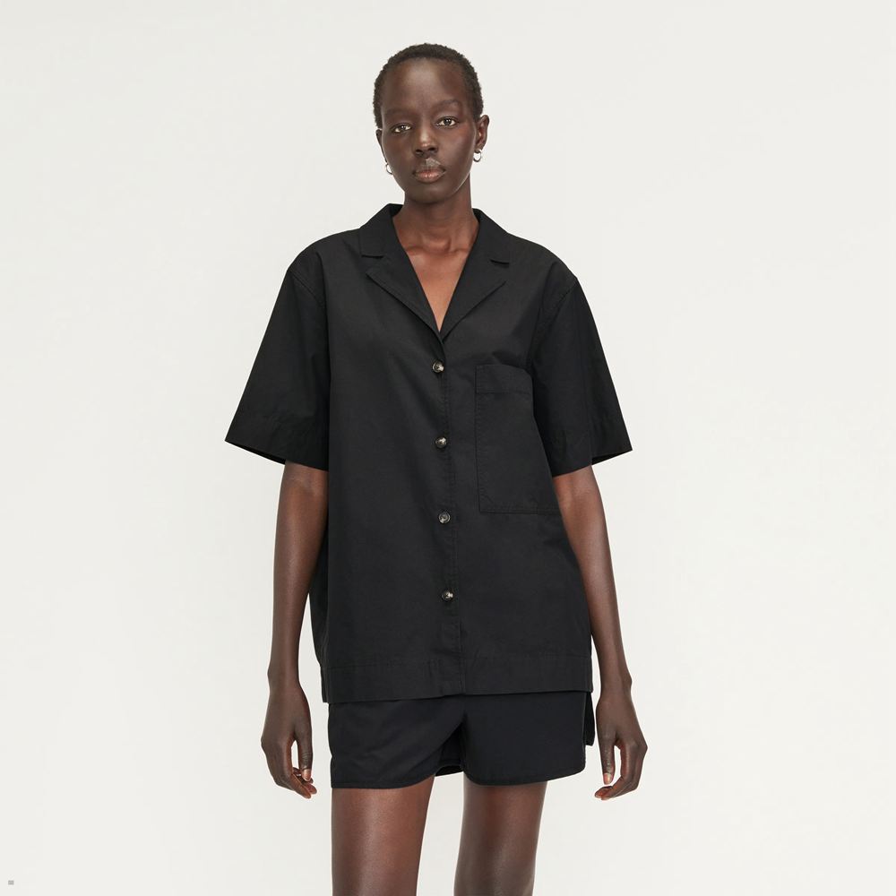 Chemises Everlane The Poplin Noir Femme | SQQ-57786482