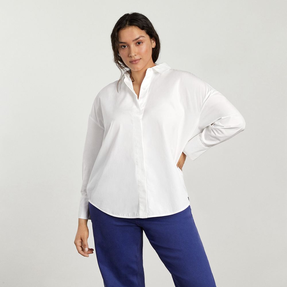 Chemises Everlane The Oversized Poplin Blanche Femme | IHJ-35038494