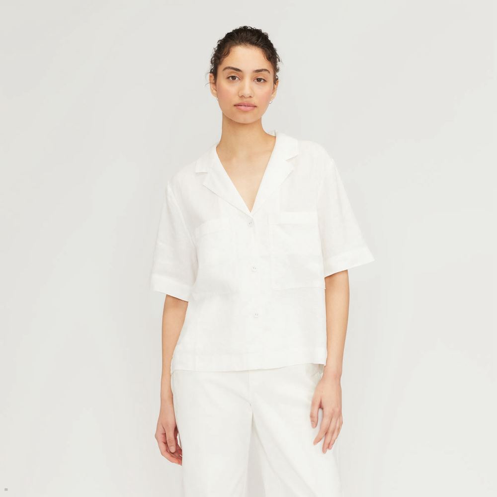 Chemises Everlane The Linen Workwear Blanche Femme | NQV-90051941